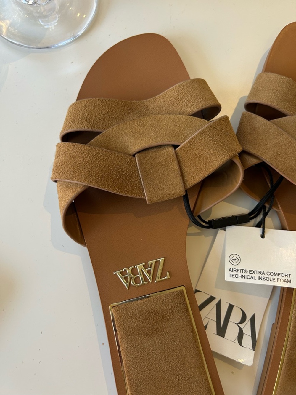 NWT Zara Cognac Brown Knotted Suede Slide Sandals size 41 - Picture 5 of 6